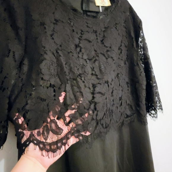 NWT Black Dress with Lace Overlay - Picture 5 of 6